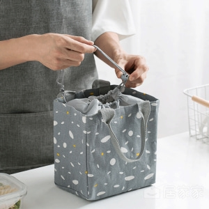 Canvas Katoenen Stoffen Opnieuw te gebruiken Pakket, LUNCHzak, Drawstring, Geïsoleerd Bento Box Cooler, Tote Handbag 0