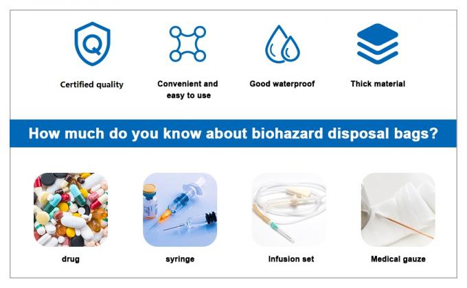 De Verwijderingszakken van polypropyleenbiohazard, Waarschuwingsetiket, Gedrukte Sterilisatie, Afvalzakken met Biohazard-Symbool 1