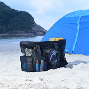 Mesh Beach Bags Totes, Buitengewoon brede Zakken, Overmaatse Grote Duffle-Zak, netto zakken, de Zakken van de Kruidenierswinkelopbrengst 7
