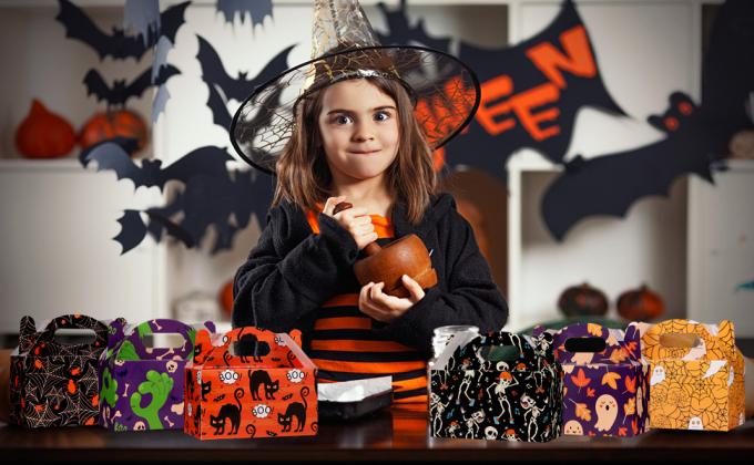 De Zakken van het pompoengazon, Feestelijk Blad, Halloween-Decoratie, Truc of het Behandelen, Partijlevering, Reuzezoetigheidzakken 11