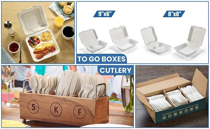 Composteerbare Clamshell neemt Voedselcontainers, Natuurlijke Beschikbare Milieuvriendelijke Bagasse, Sugar Cane Fibers 1