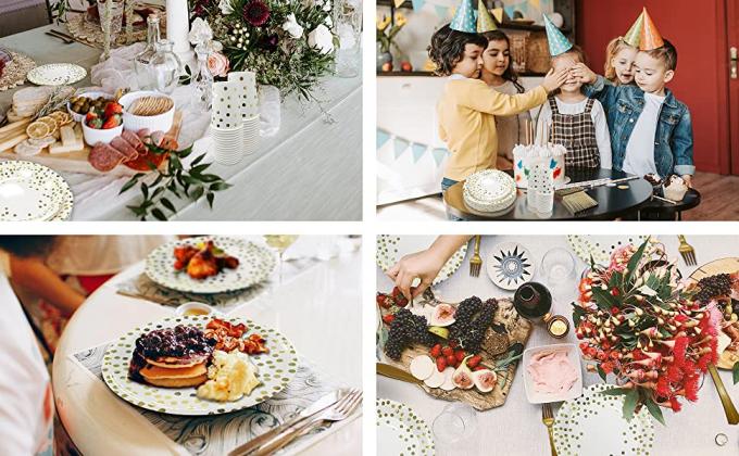 De partij levert Plaat, Koppen, Lepels, Vork, Servetten, Dinerreeks, Document en Plastic Vaatwerkreeks, Vaatwerk 4