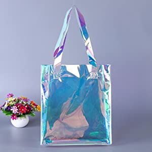 Laser Tote Bag, Holographic Rainbow Work Bag, Hologram, Mode Bag, Juwelen Bag, Stadion Buitenstrand 2