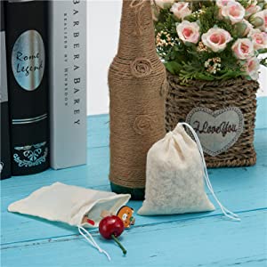 De katoenen Zakken van Drawstring, Katoenen Mousselinezakken, Katoenen Zak, Opnieuw te gebruiken Zakken, Juwelenzak, de Zakken van het giftsachet 8