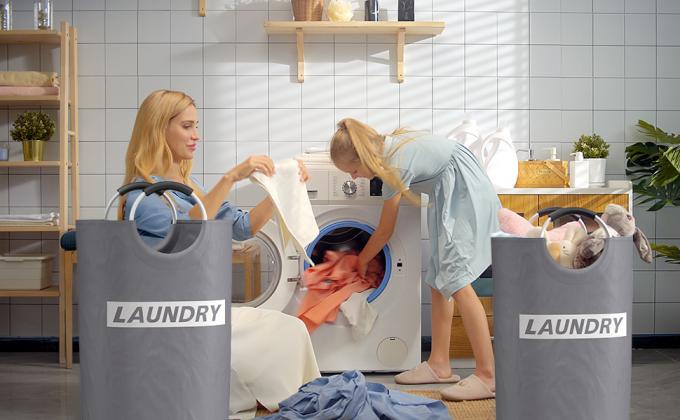 Het wassen belemmert de Beste Vuile Kar van de Wasmandwasserij met Handvat, Opvouwbare Wasmand Gemakkelijke Opslag 19