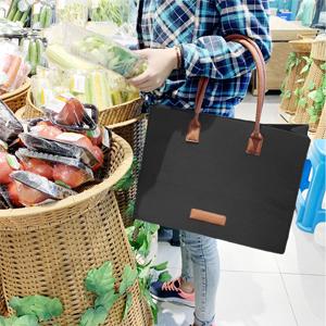 De kruidenierswinkel doet Opnieuw te gebruiken Eco-het Winkelen Grote Zakken in zakken Gemaakt door de Gevoelde Zakken van de Stoffenopbrengst Modieuze Reis Tote Bag Gray 3