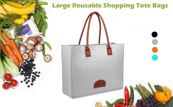 De kruidenierswinkel doet Opnieuw te gebruiken Eco-het Winkelen Grote Zakken in zakken Gemaakt door de Gevoelde Zakken van de Stoffenopbrengst Modieuze Reis Tote Bag Gray 0