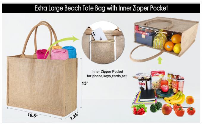 Van de Jutetote bag full gusset with van jutetote bags bulk laminated interior Binnen de Ritssluitingszak, DIY Art Crafts 1