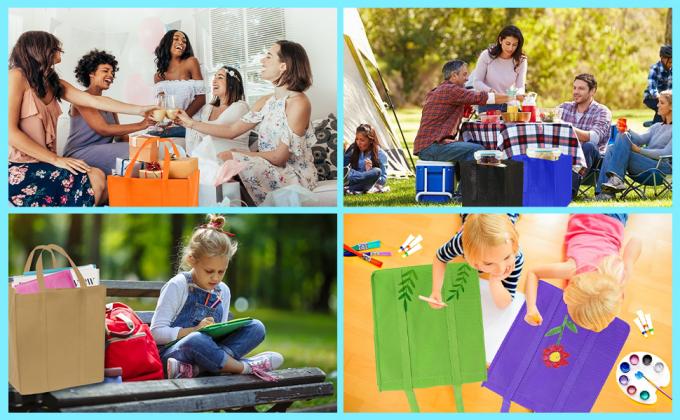 De niet-geweven Totalisator van de stoffenkruidenierswinkel, het Versterkte Handvat Op zwaar werk berekende Grote Winkelen, zakken van de Keuken de Opnieuw te gebruiken doos 3