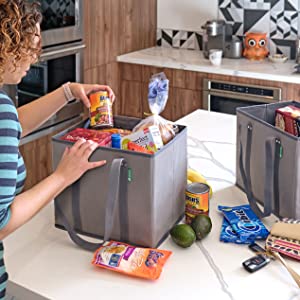 De niet-geweven Totalisator van de stoffenkruidenierswinkel, het Versterkte Handvat Op zwaar werk berekende Grote Winkelen, zakken van de Keuken de Opnieuw te gebruiken doos 10