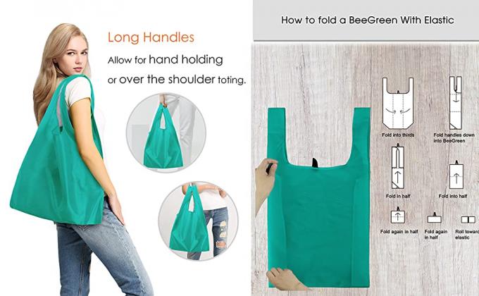 Het buitengewoon brede Handvat doet Opnieuw te gebruiken Wasbare Vouwbare Vouwende Opnieuw te gebruiken het Winkelen Zakken, Kruidenierswinkels met Ritssluitingsdrager in zakken 4