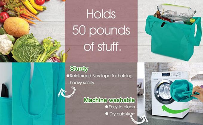 Het buitengewoon brede Handvat doet Opnieuw te gebruiken Wasbare Vouwbare Vouwende Opnieuw te gebruiken het Winkelen Zakken, Kruidenierswinkels met Ritssluitingsdrager in zakken 3